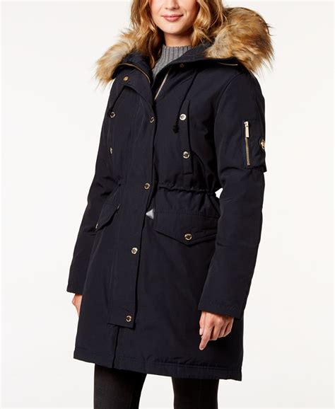 michael michael kors down-filled faux fur-trim hooded parka